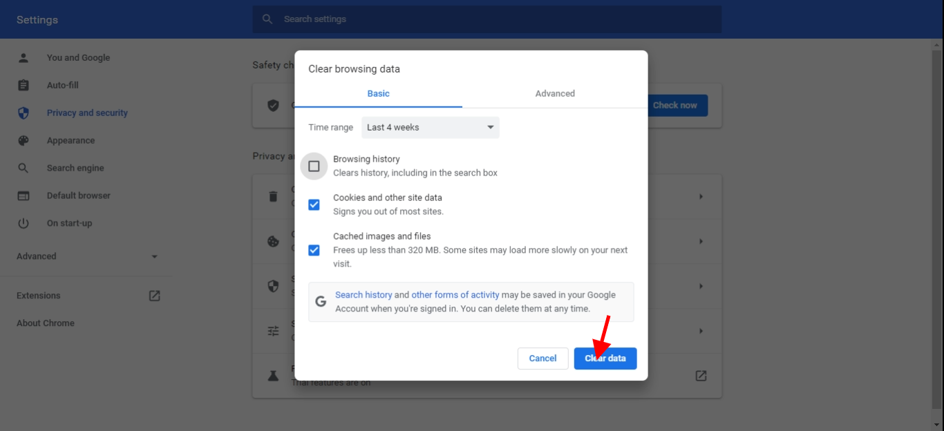 Chrome browser cache