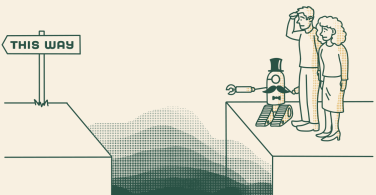 A robot showing leaders a crevasse and the way forward