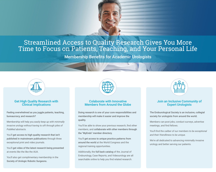 Membership benefits page headline and 3 supporting value metrics